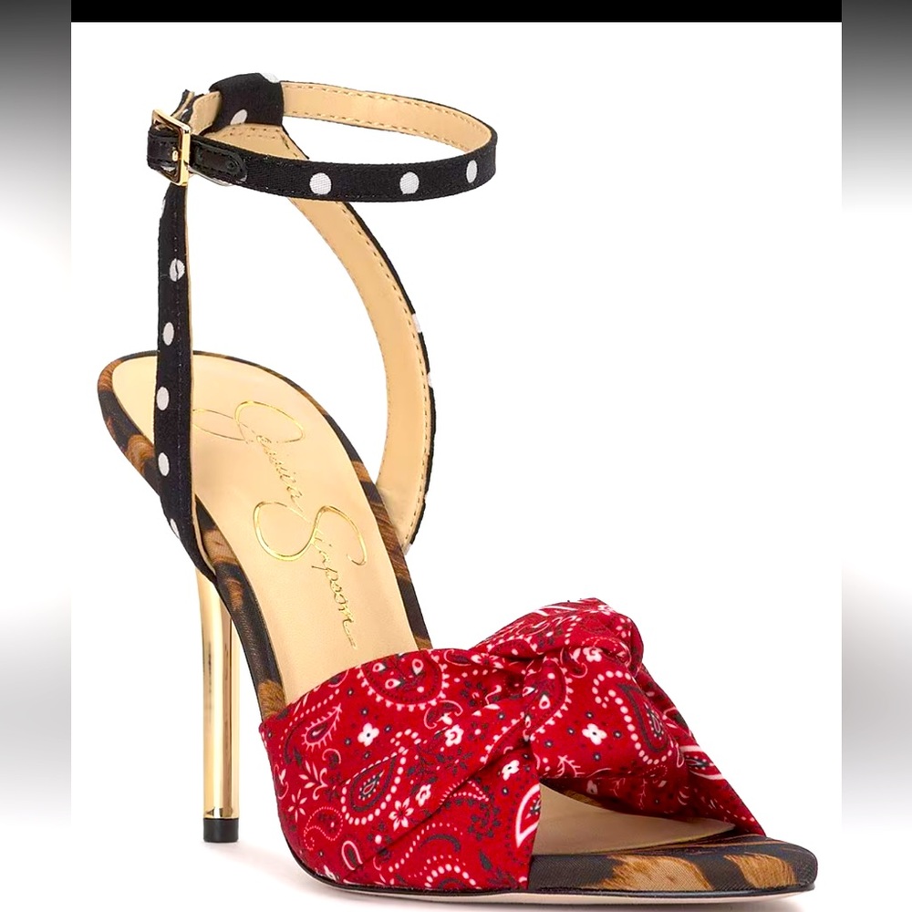Jessica Simpson Red and Black Heels with Bandana Bow